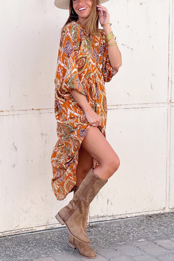 Print Drape Maxi Dress
