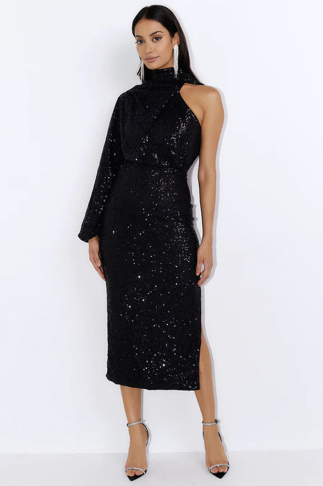 One-Shoulder Slit Bodycon Dress