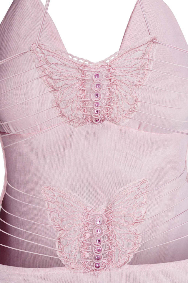 Butterfly Backless Midi Dress