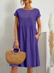 Solid Color A-Line Midi Dress