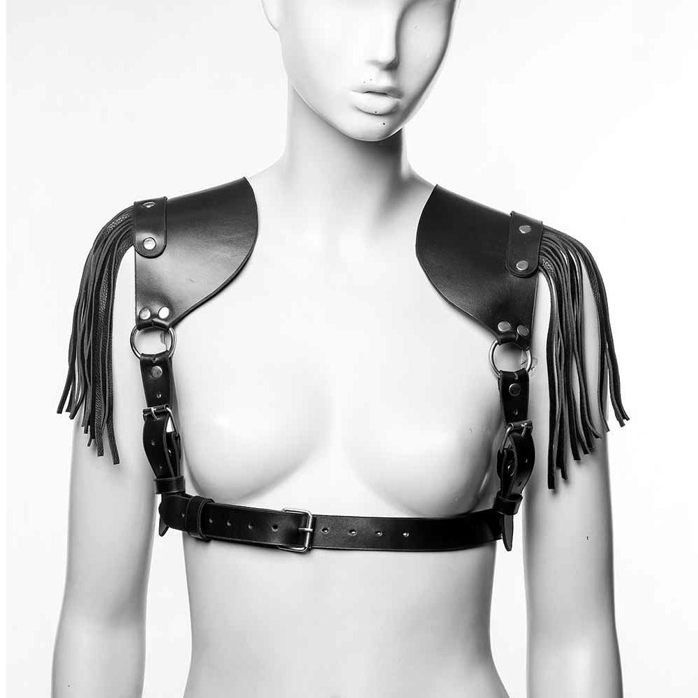 Black Long Fringe Shoulder Guard Strap