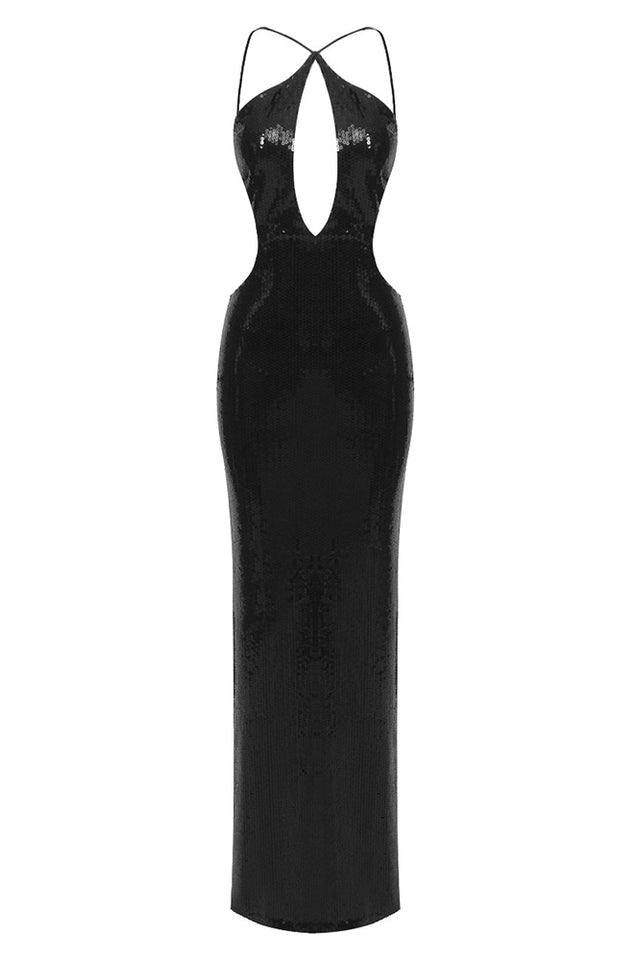 Darcy Backless Cutout Sequin Dress