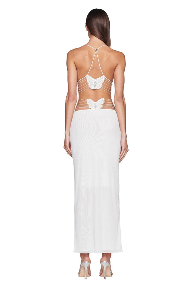 Butterfly Backless Midi Dress