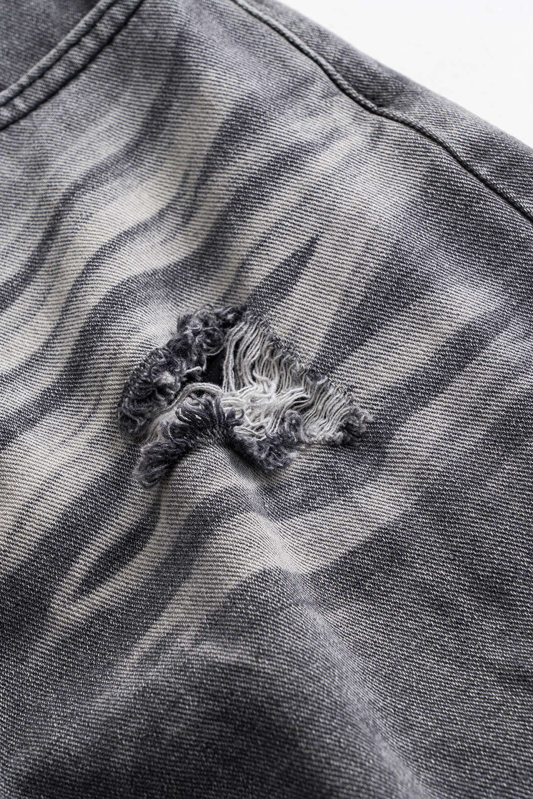 Denim Patchwork Ripped Button Pocket Jeans