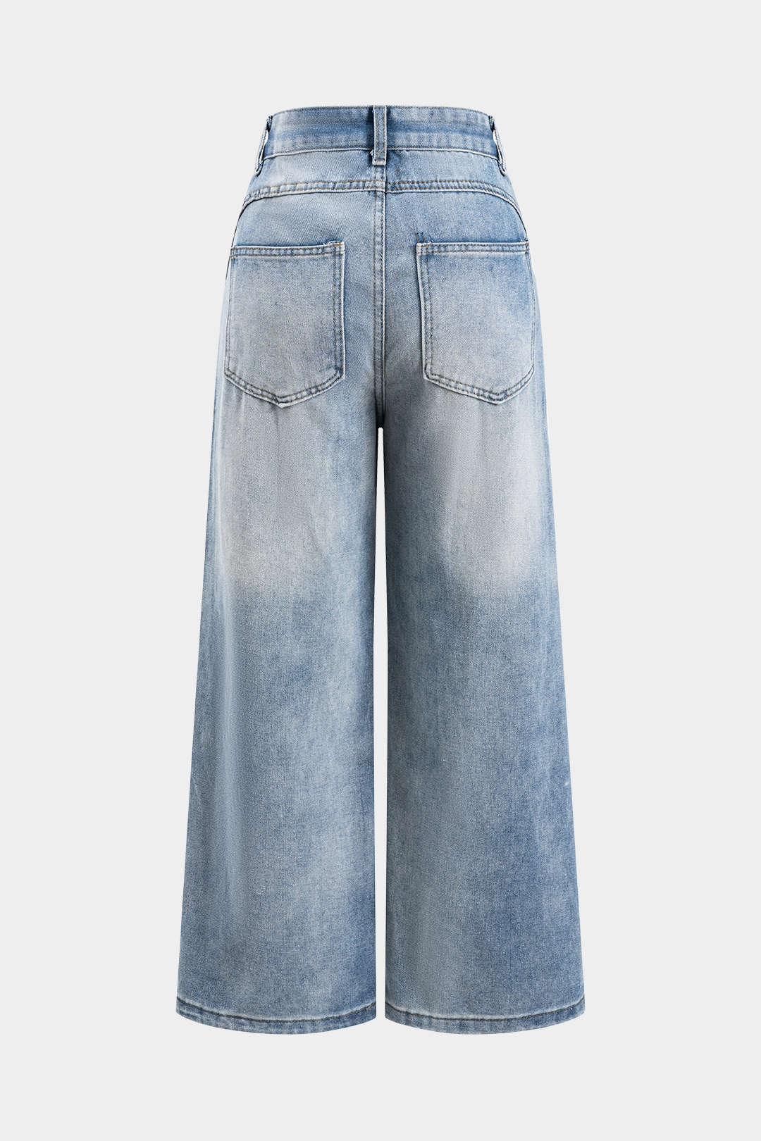 Denim Patchwork Straight Leg Jeans