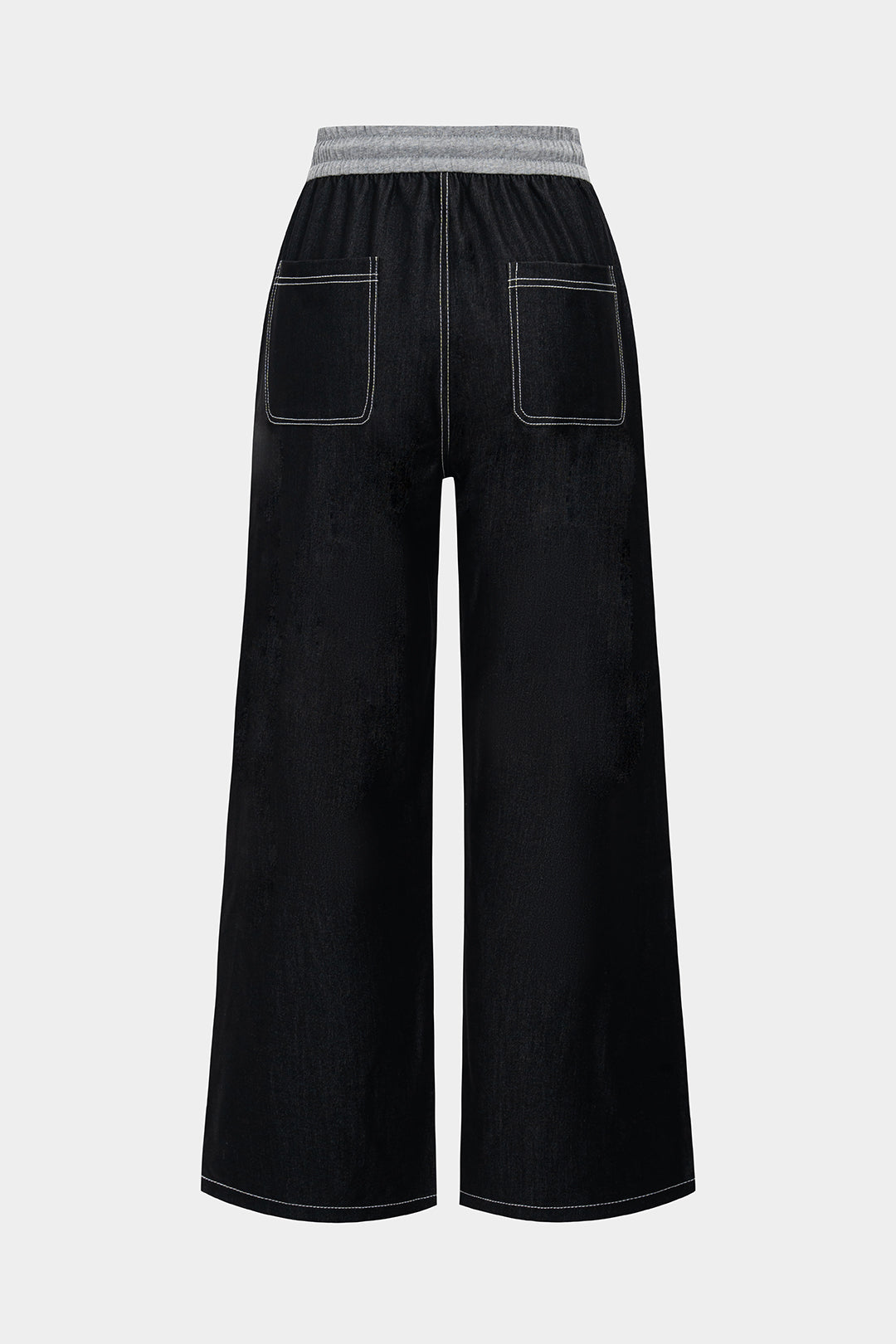 Denim Drawstring High Waist Wide Leg Jeans