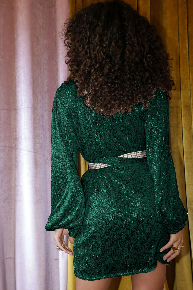 Puff Sleeve Sequin Mini Dress