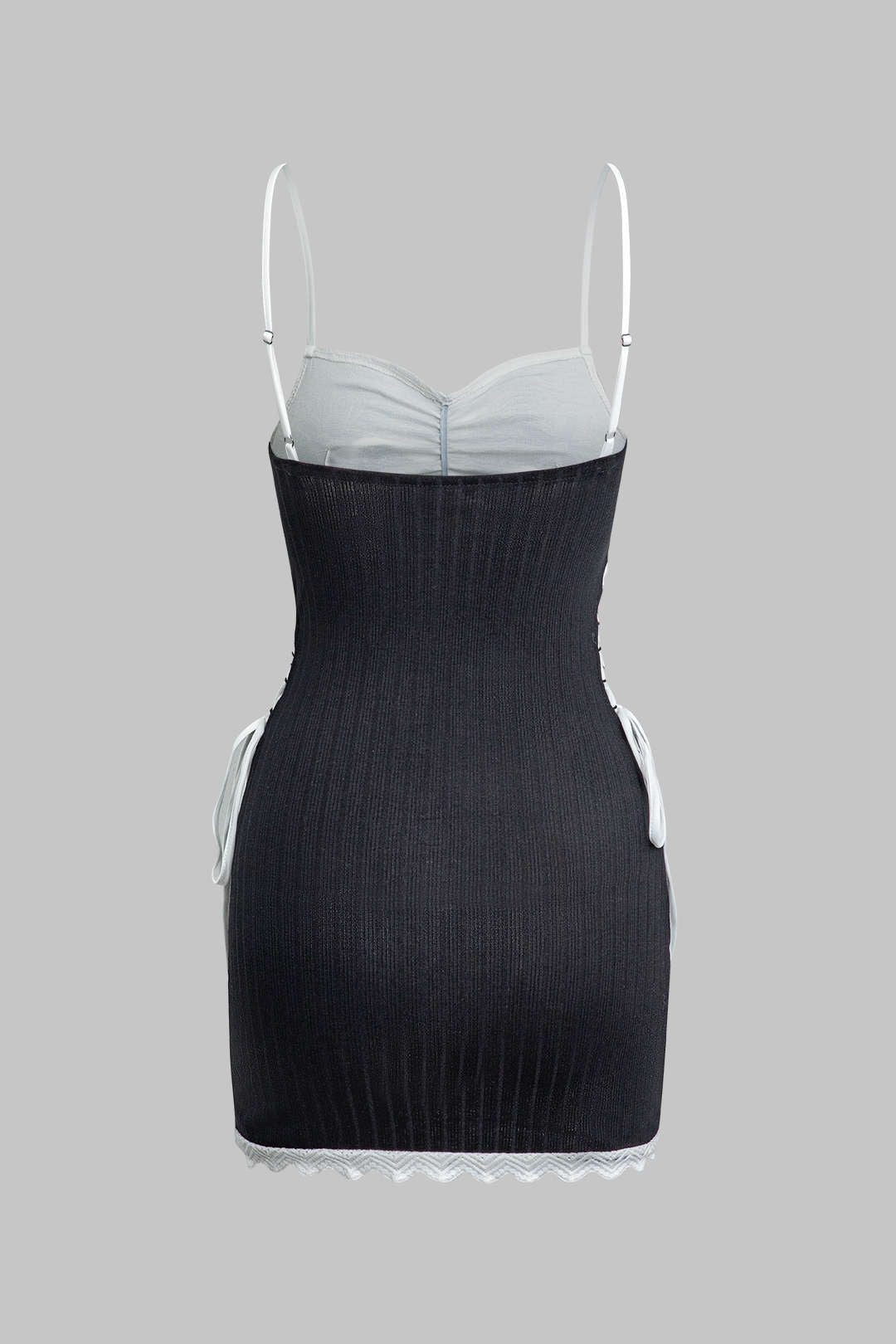 Contrast Drawstring Tie-Up Slip Mini Dress