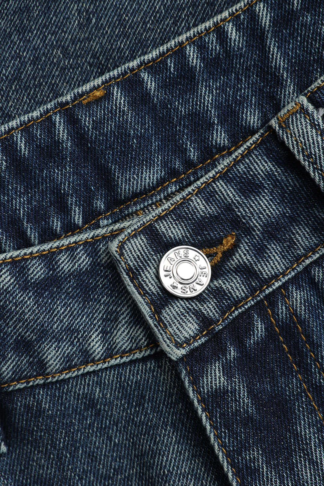 Denim Patchwork Pocket Button Jeans