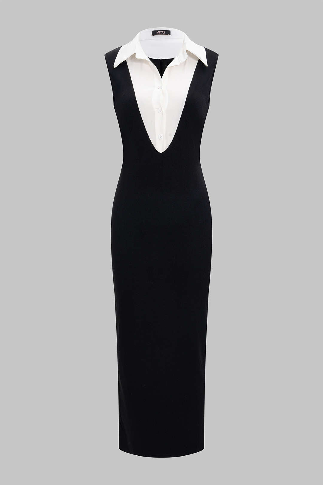 Contrast Sleeveless Slit Maxi Dress