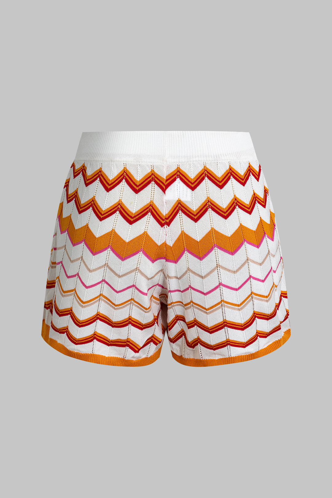 Contrast Knit Top And Drawstring Shorts Set