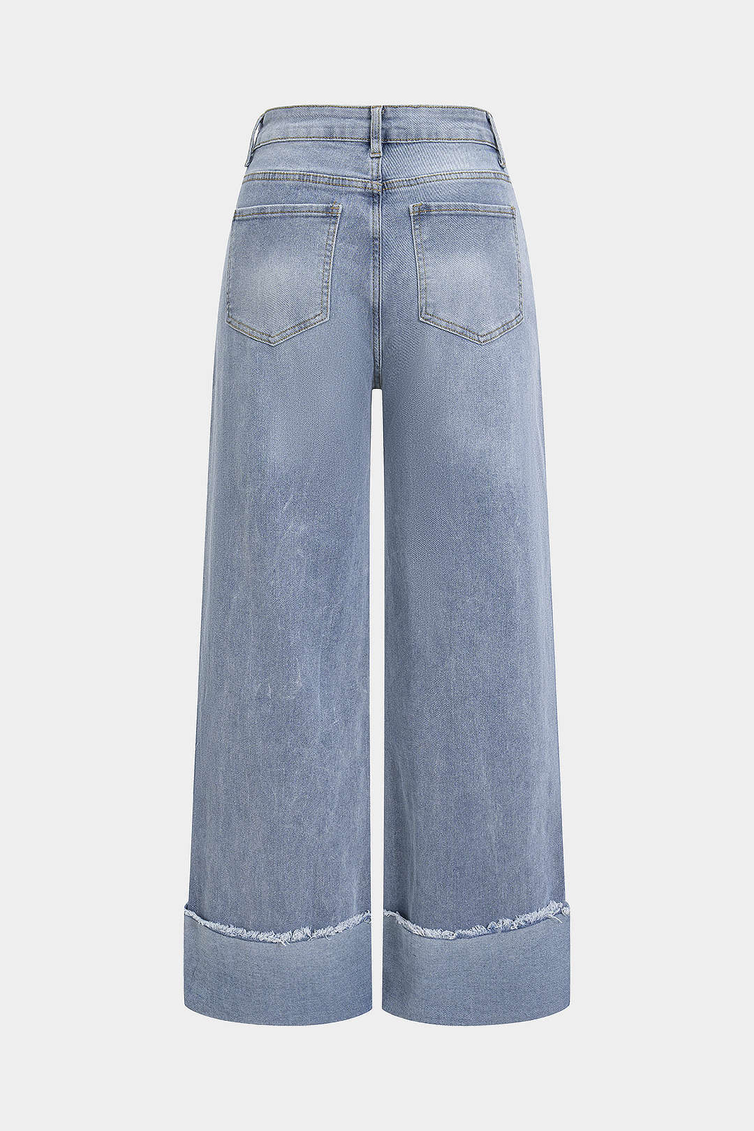 Denim Cuffed Straight Jeans