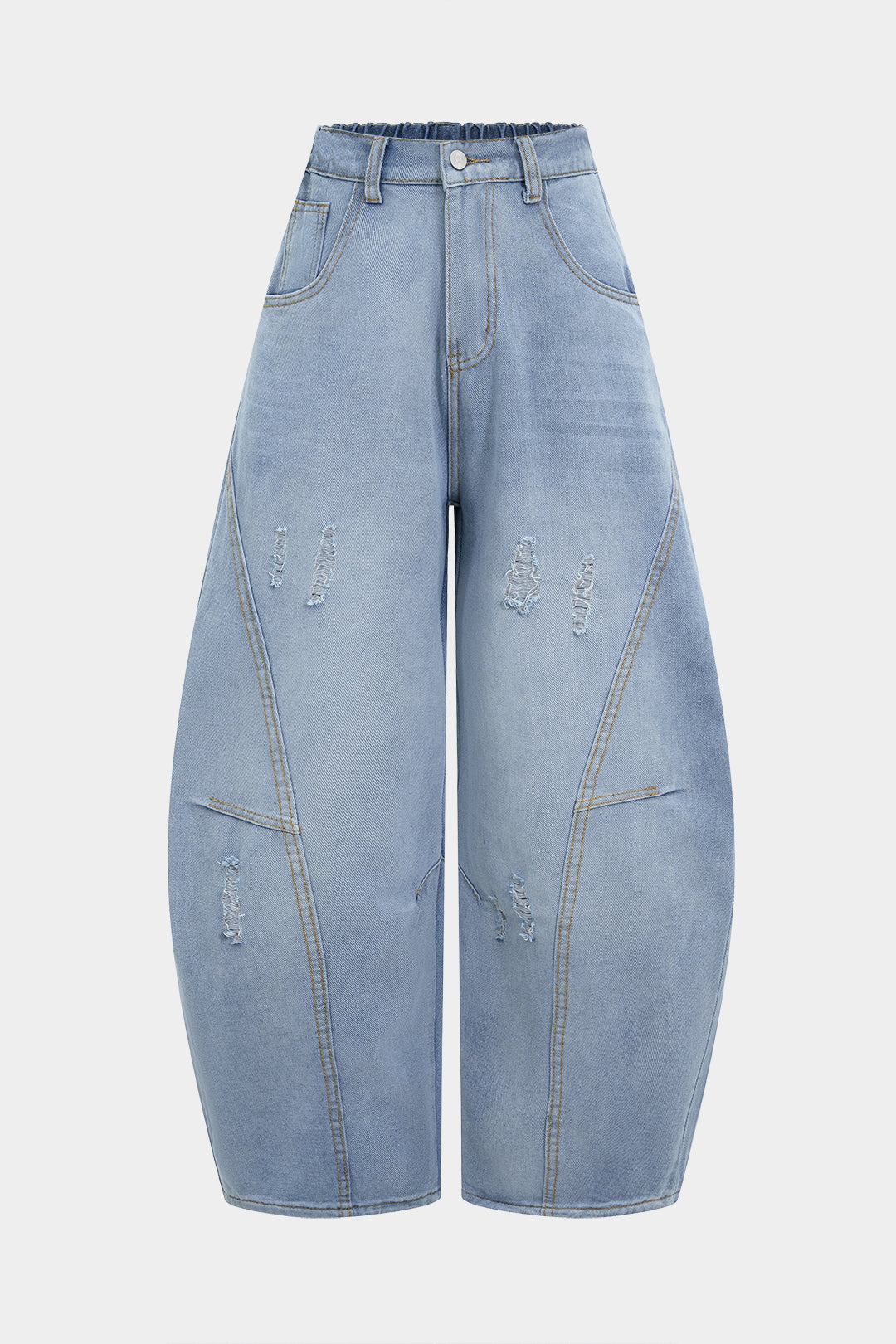 Denim Ripped Barrel Jeans