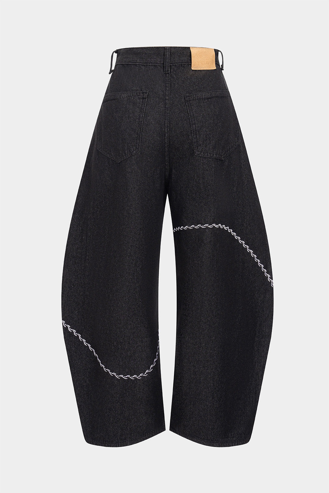 Denim Embroidery Wide Leg Barrel Jeans