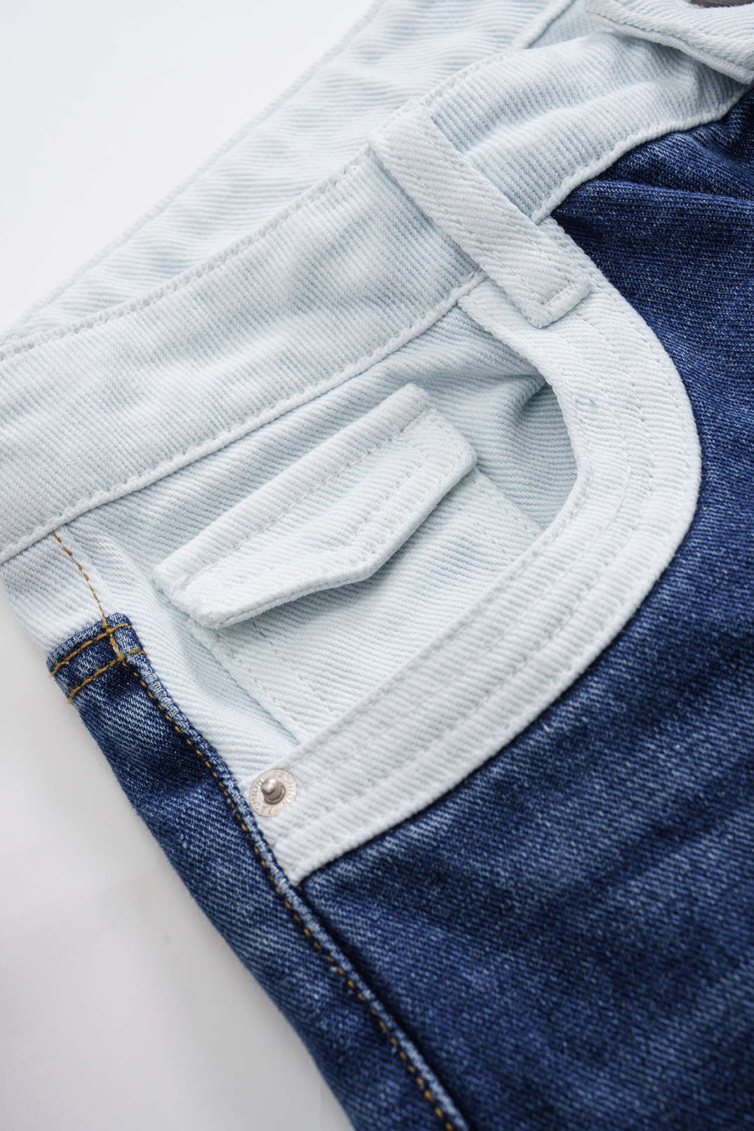 Denim Contrast Patchwork Ripped Jeans