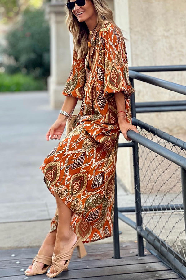 Print Drape Maxi Dress