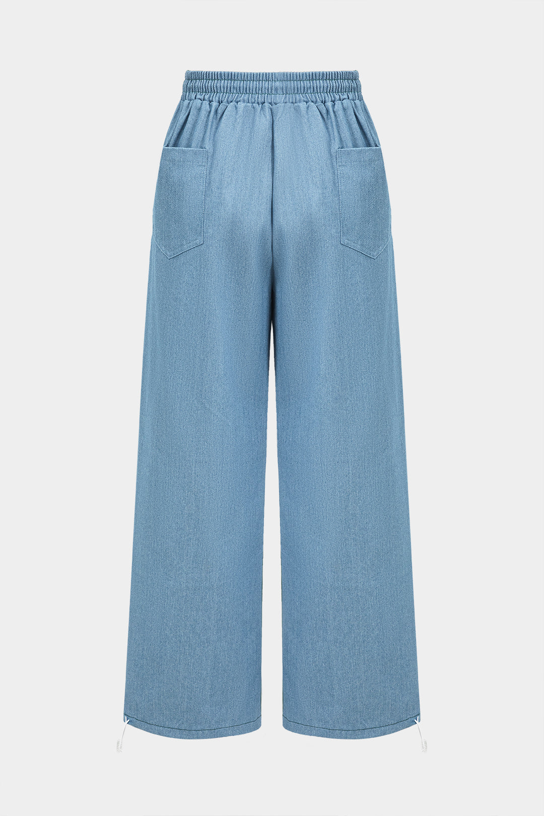 Denim Patchwork Tie Front Wide Leg Jeans
