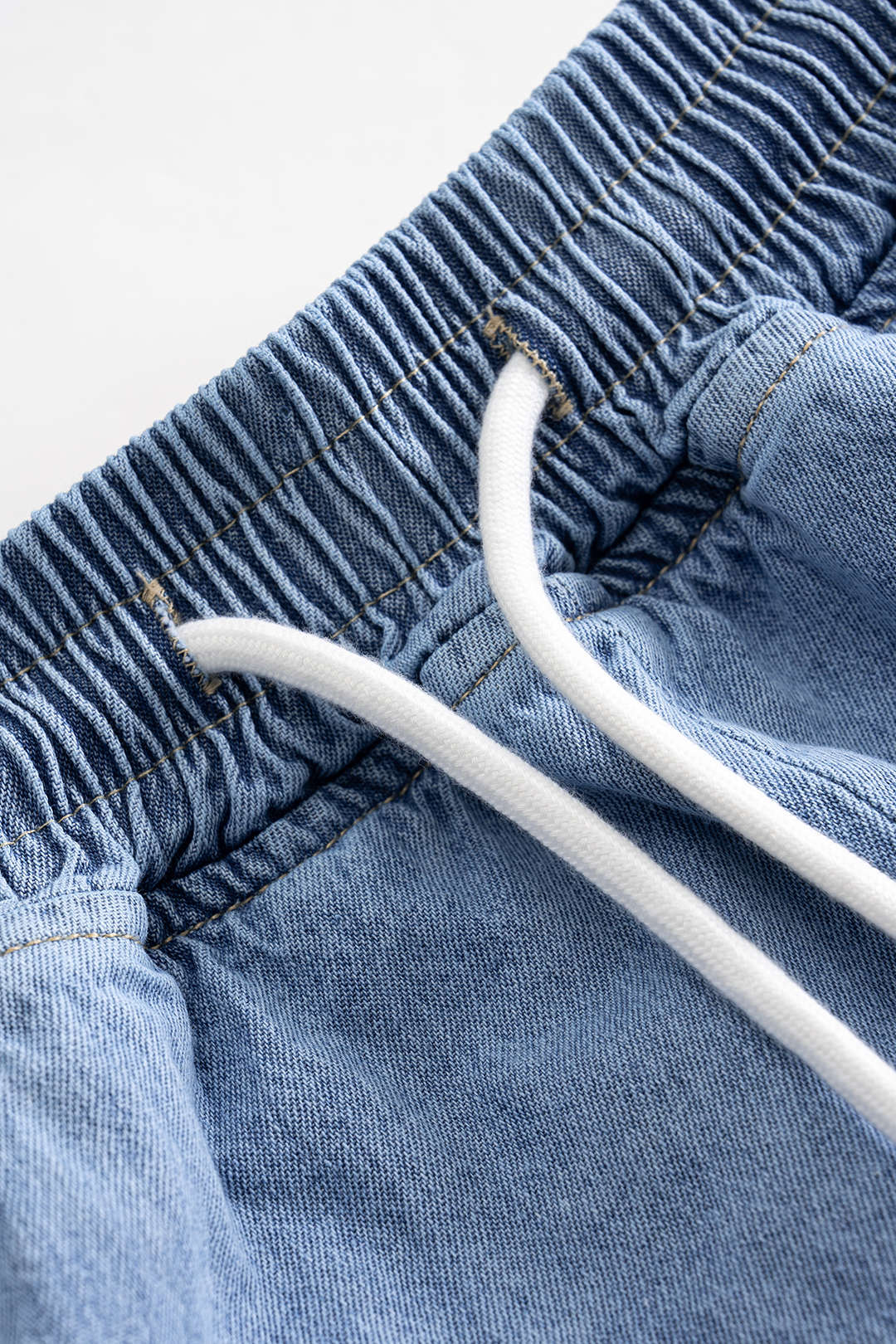 Denim Button Pocket Tank Top And Drawstring Shorts