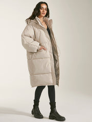 Long Hooded Puffer Parka Coat