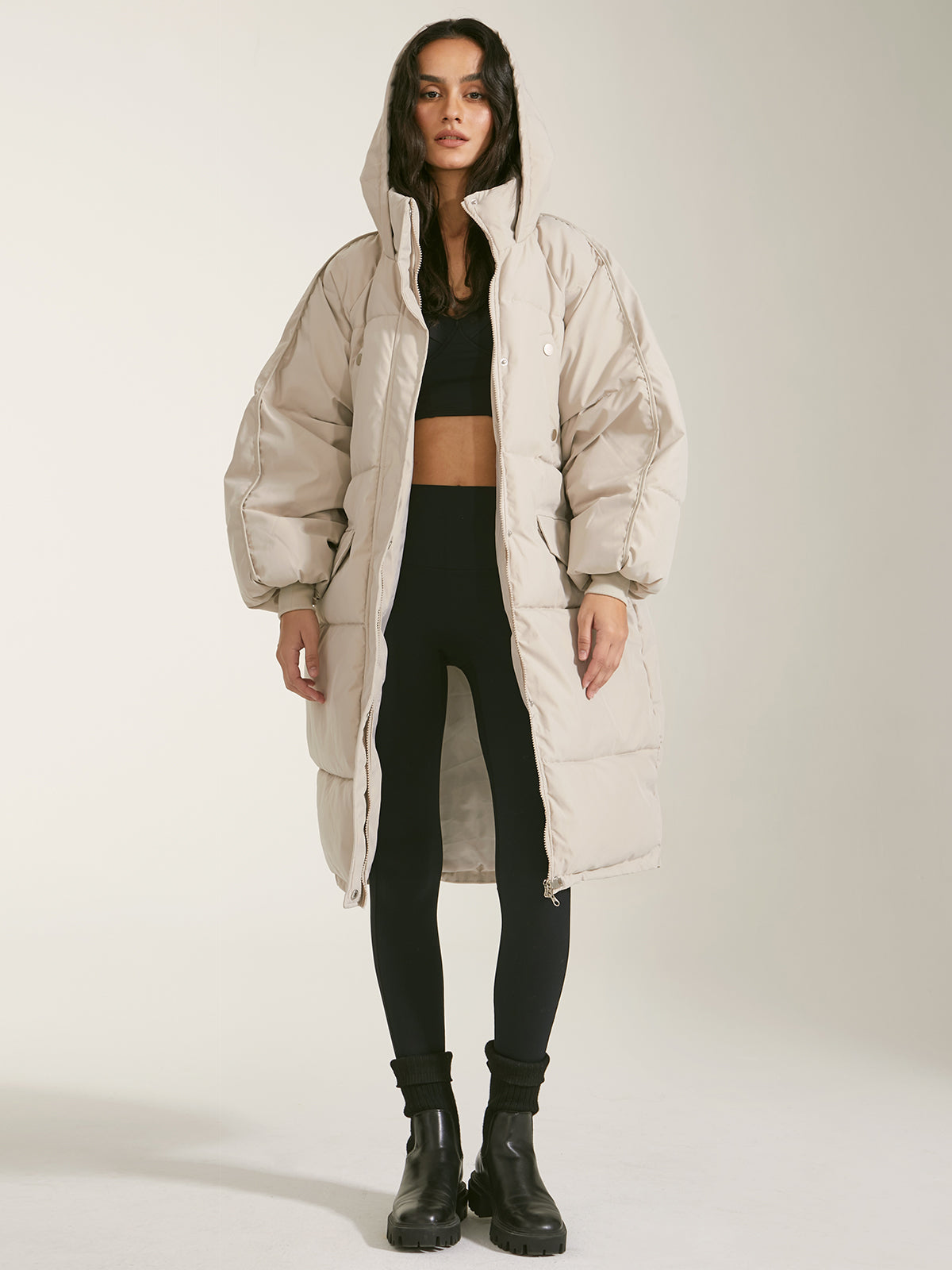 Long Hooded Puffer Parka Coat