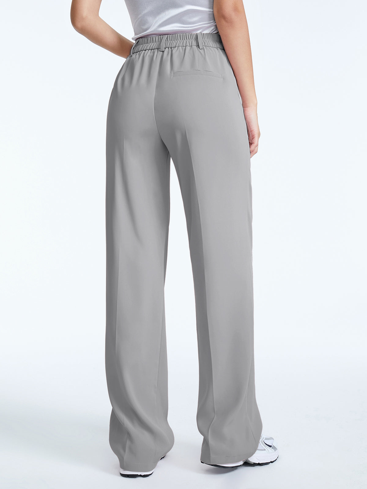 High Waisted Straight Leg Pleat Front Trousers