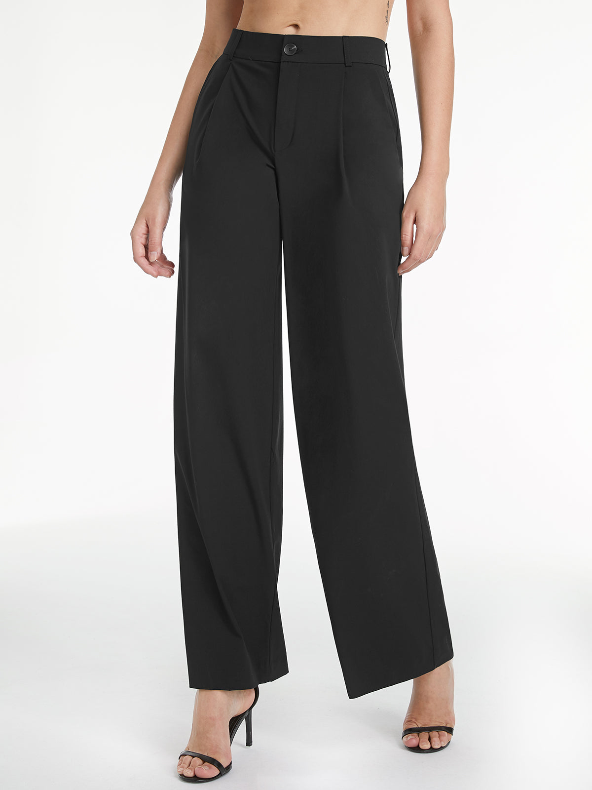 High Waisted Relaxed Straight Leg Dress Pants