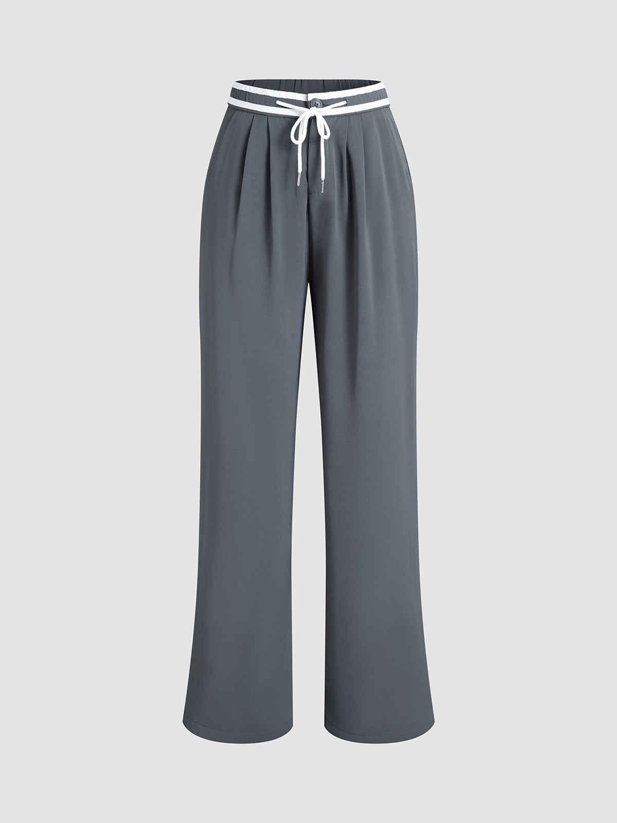 Contrast Binding Drawstring Straight Leg Pants