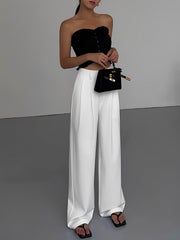 Full Length Pleated Wide Leg Dress Pants