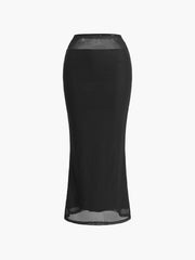 High Waist Mesh Maxi Skirt