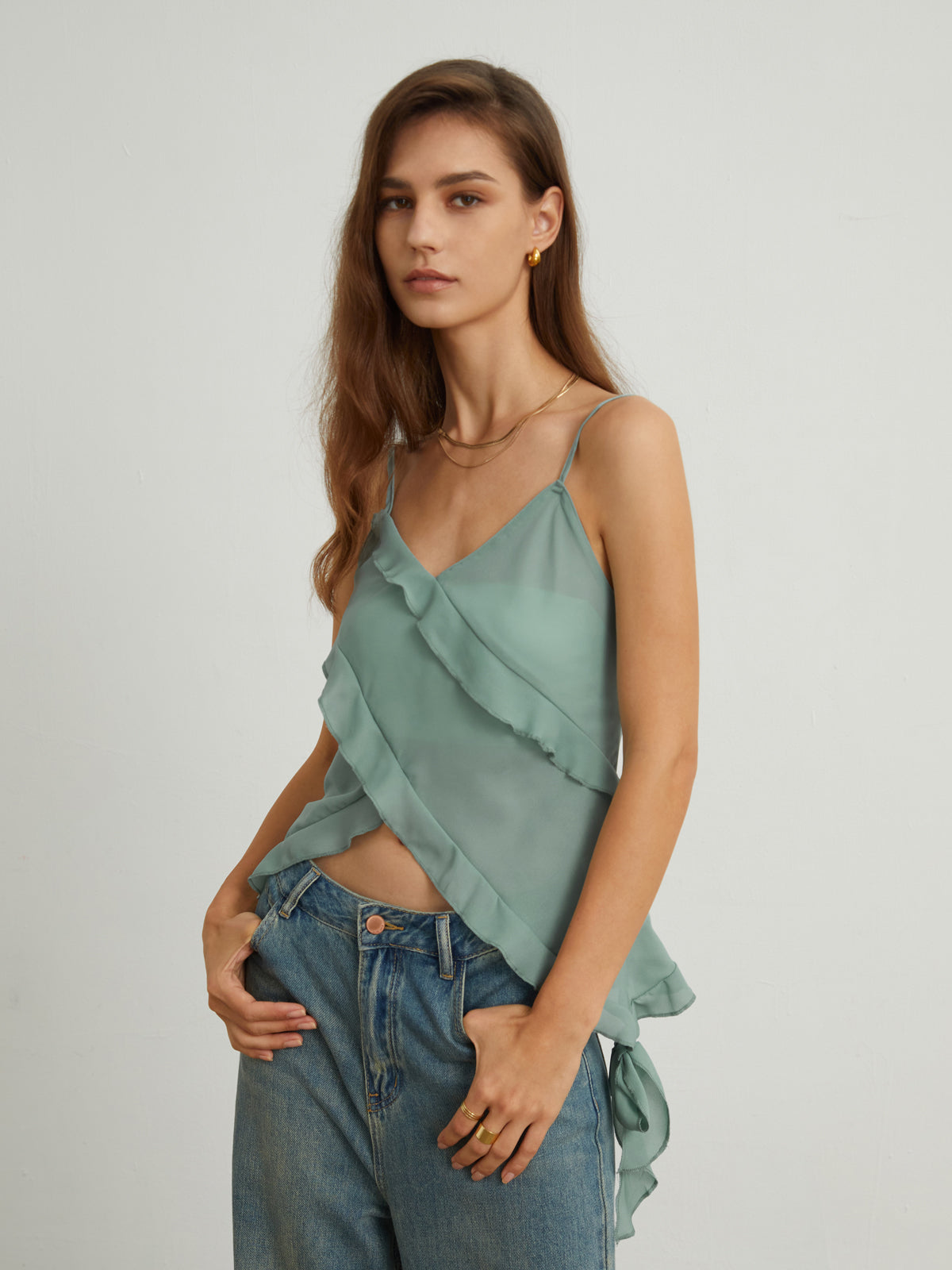 Ruffle Trim Tank Top