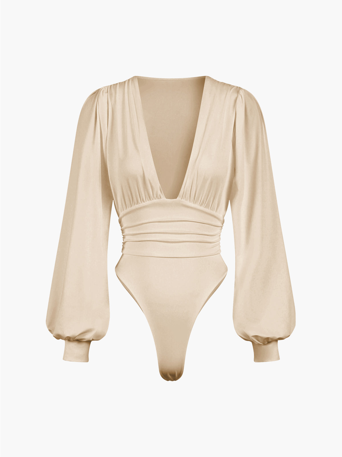 Lantern Sleeve Ruched Bodysuit