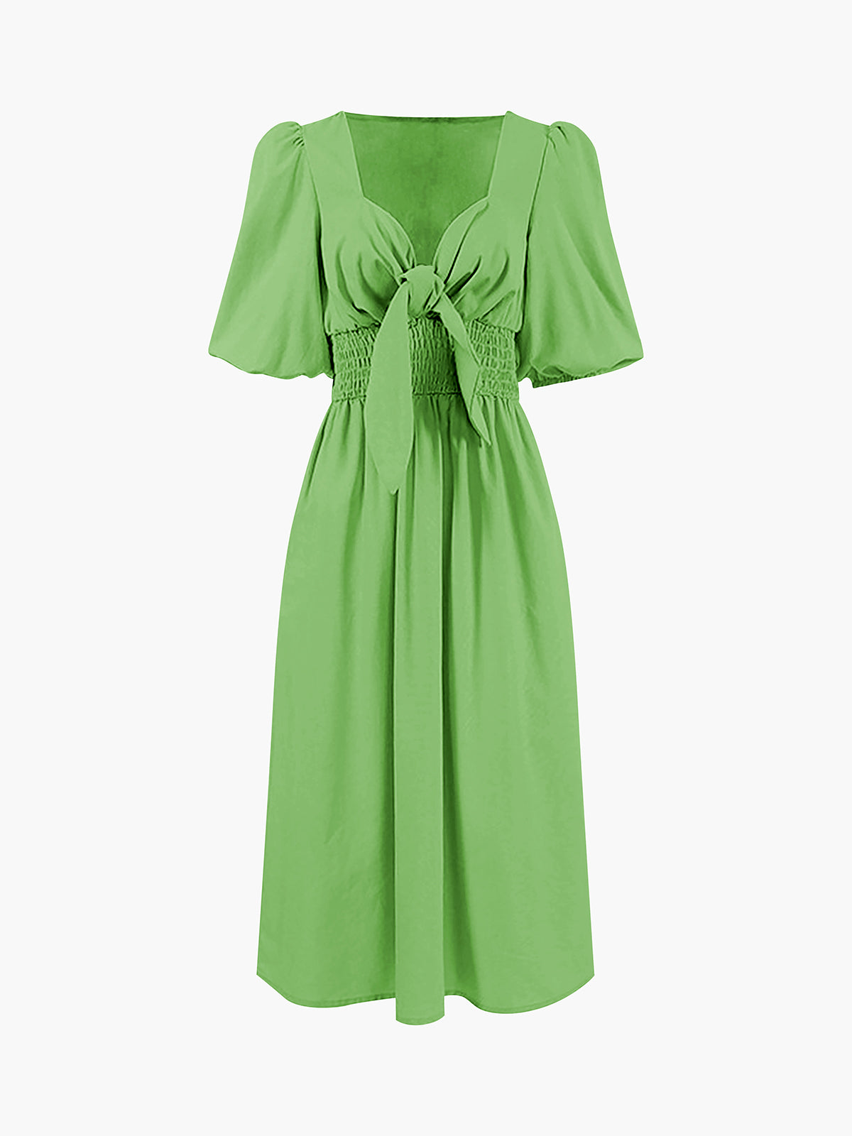 Linen Cotton Front Tie Midi Dress