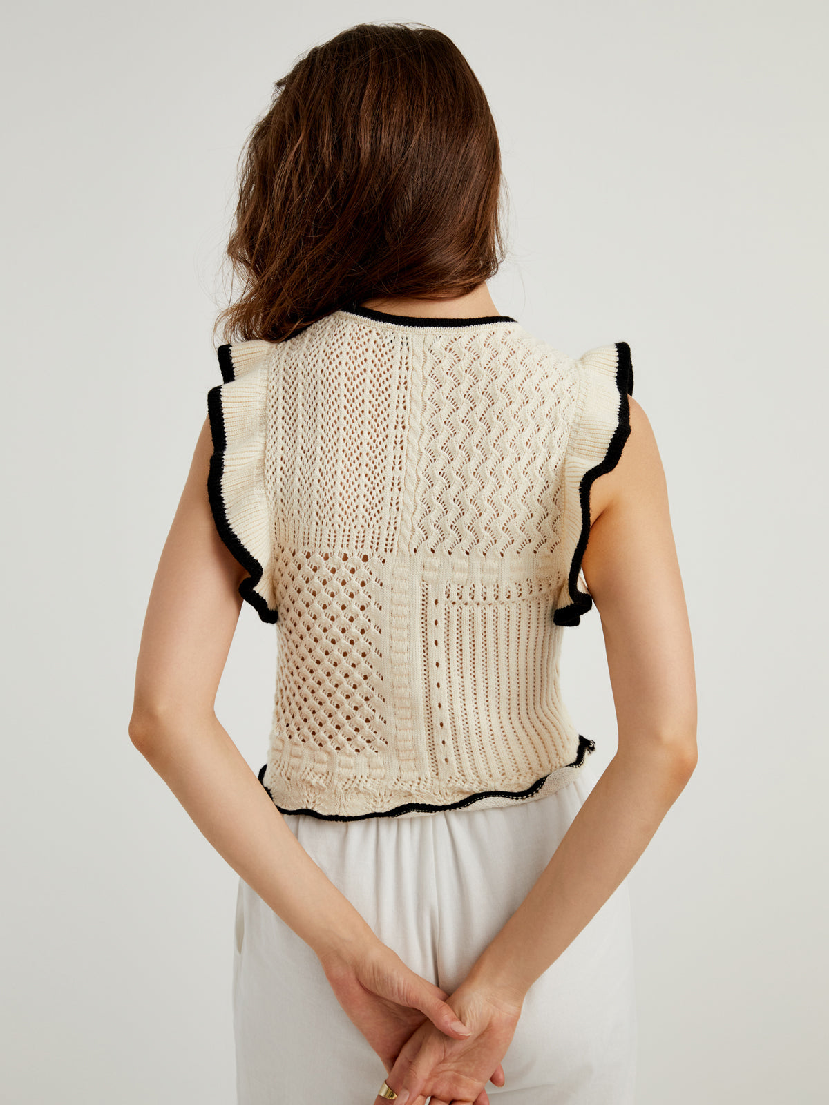 Maze Crochet Eyelet Flounce Tank Top