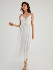 Aegean Guipure Lace Open Back Long Dress