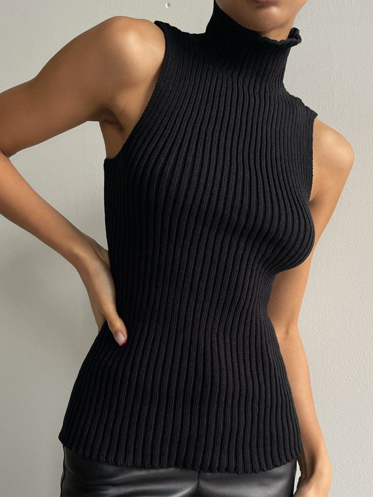 Minimalist Mock Neck Rib Tank Top