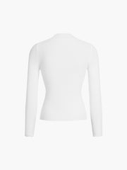 Mock Neck Rib Long Sleeve Knit Top