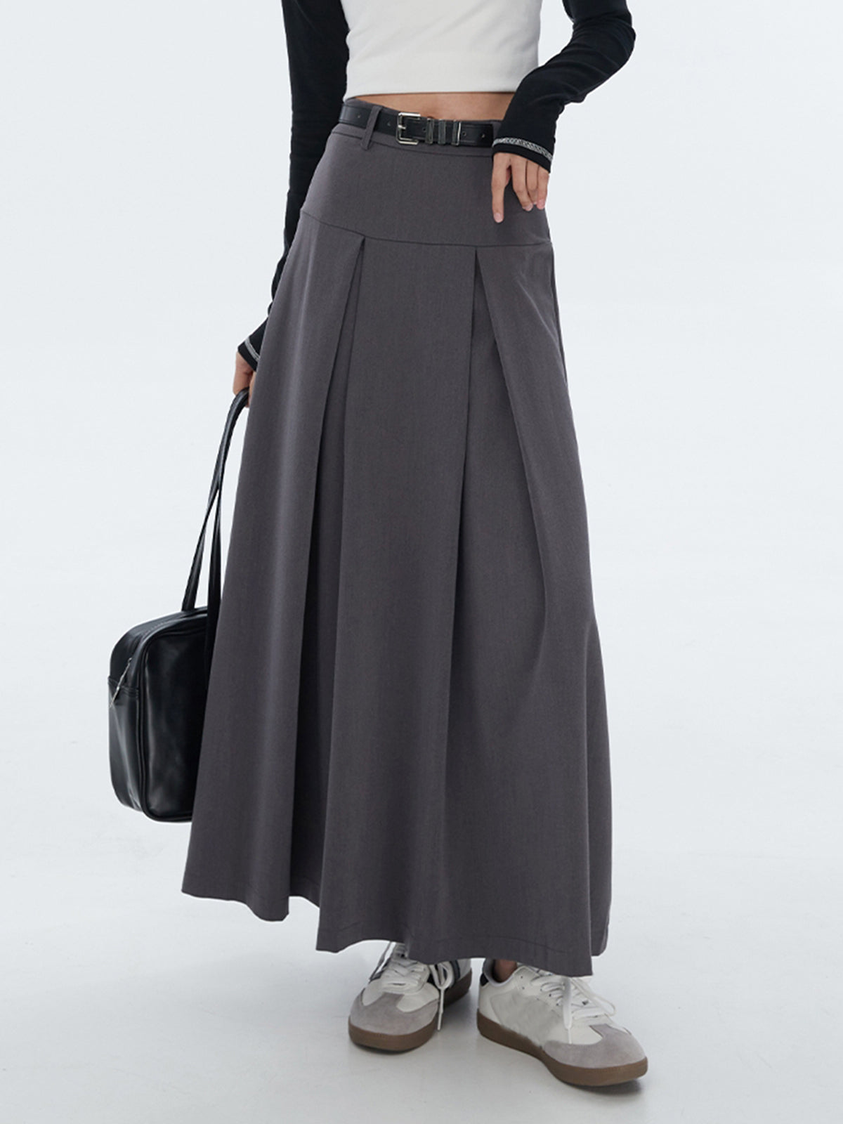 Modern Academia Pleat Maxi Skirt