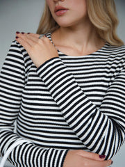 Know Your Worth Long Sleeve Stripe Midi Dress