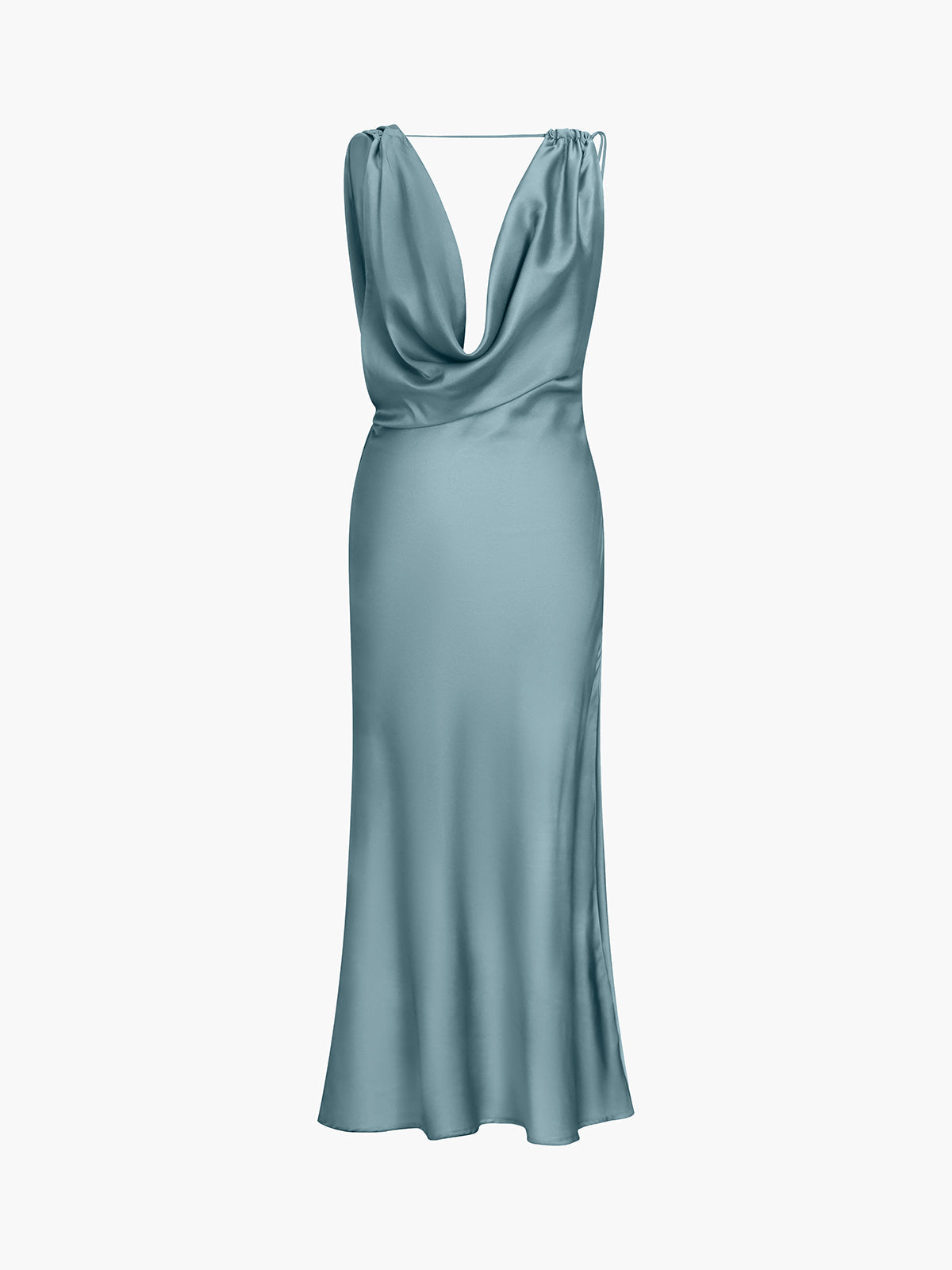 Aperol Spritz Cowl Neck Satin Midi Dress