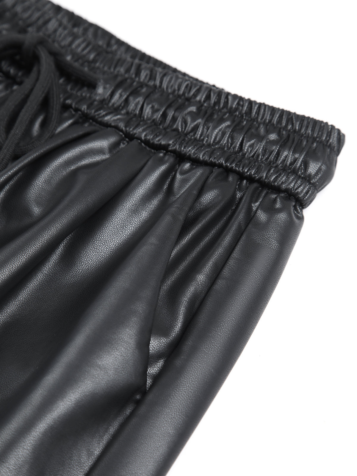 Drawstring Faux Leather Straight Leg Pants