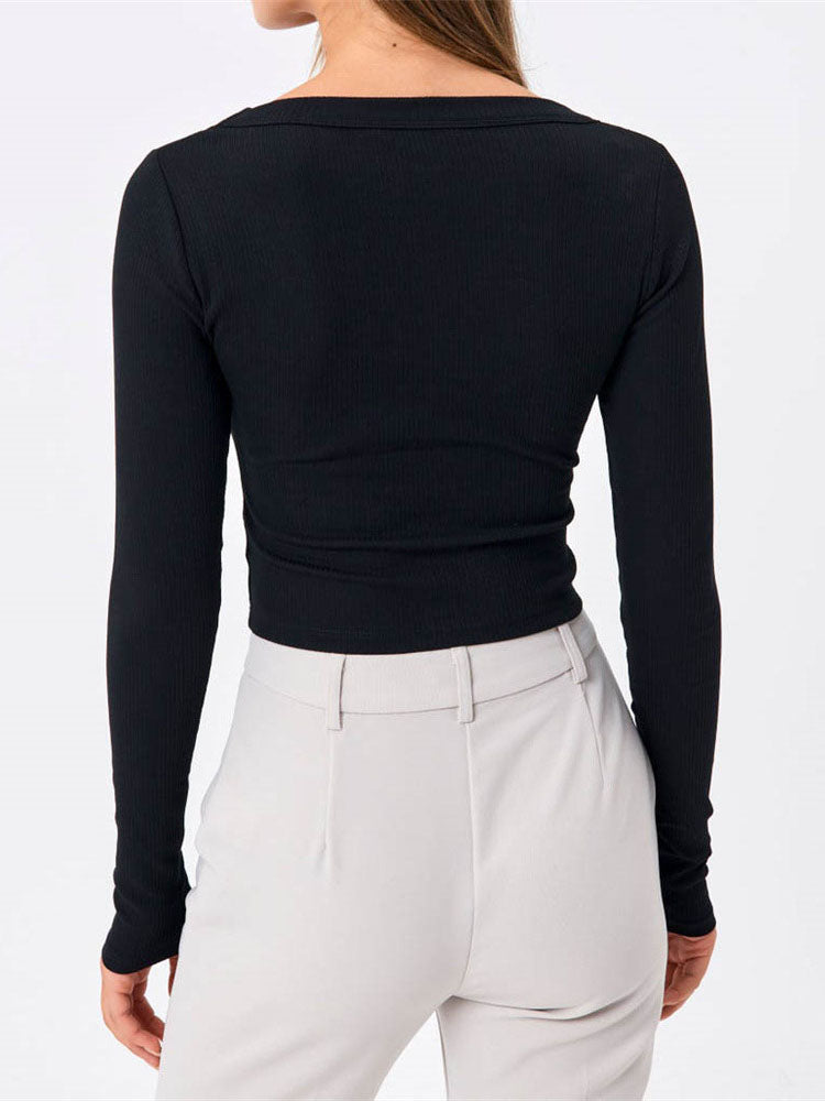 Long Sleeve Crew Neck Crop Shirt