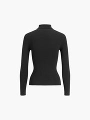 Mock Neck Keyhole Long Sleeve Knit Top