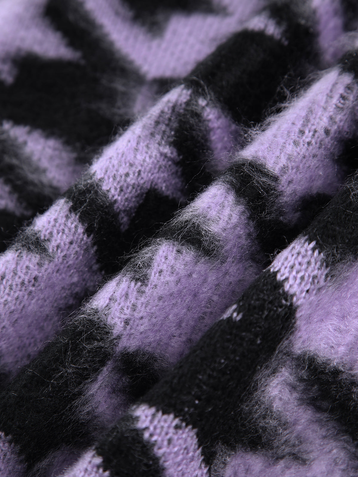 Lavender Houndstooth Fuzzy Cardigan