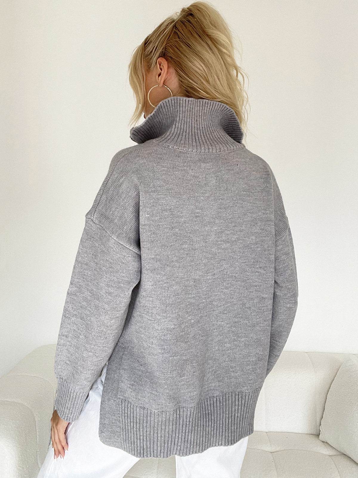 Leisure Open Collar Zippered Sweater