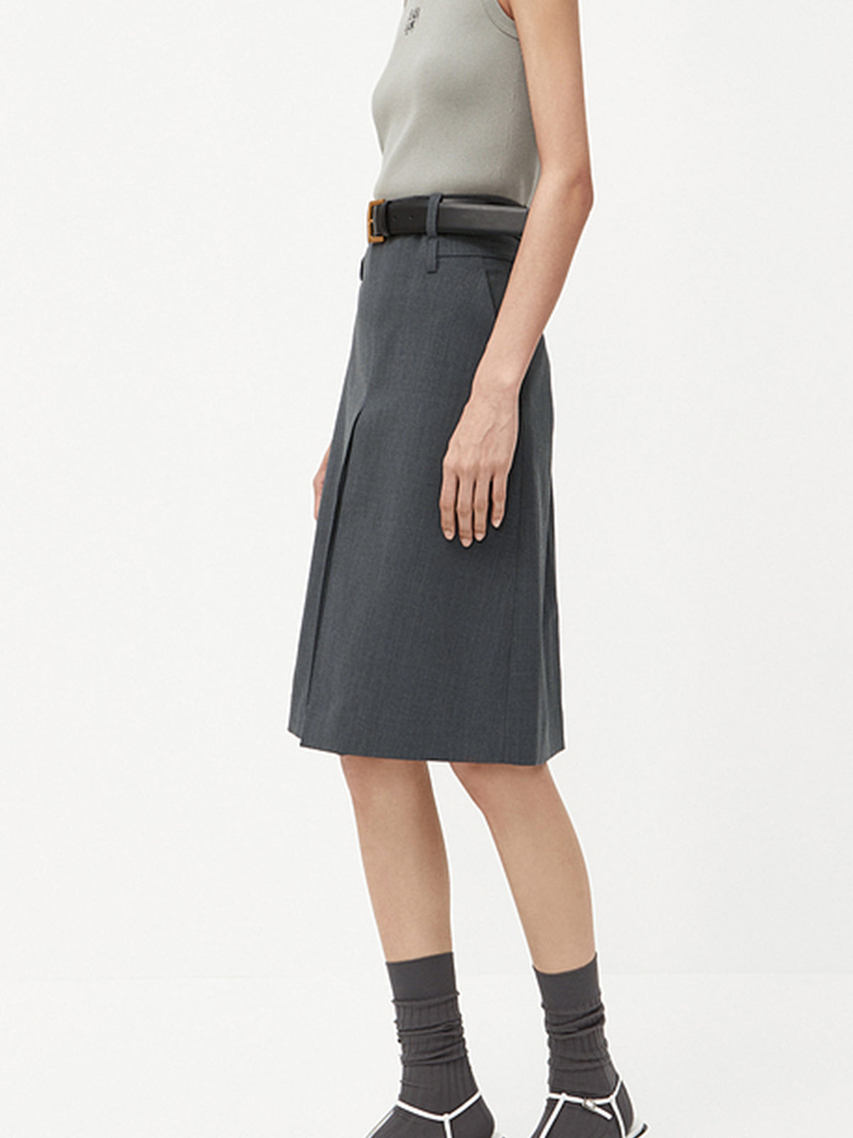 Minimlism Unbelted Midi Skirt