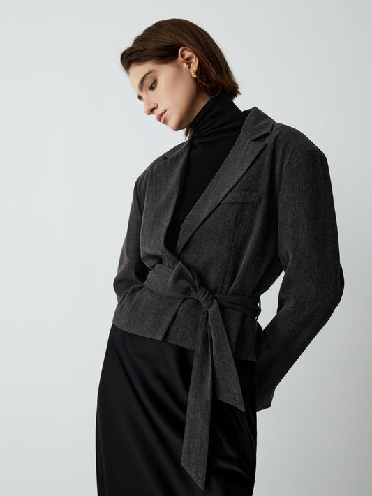 First Choice Belted Crop Blazer