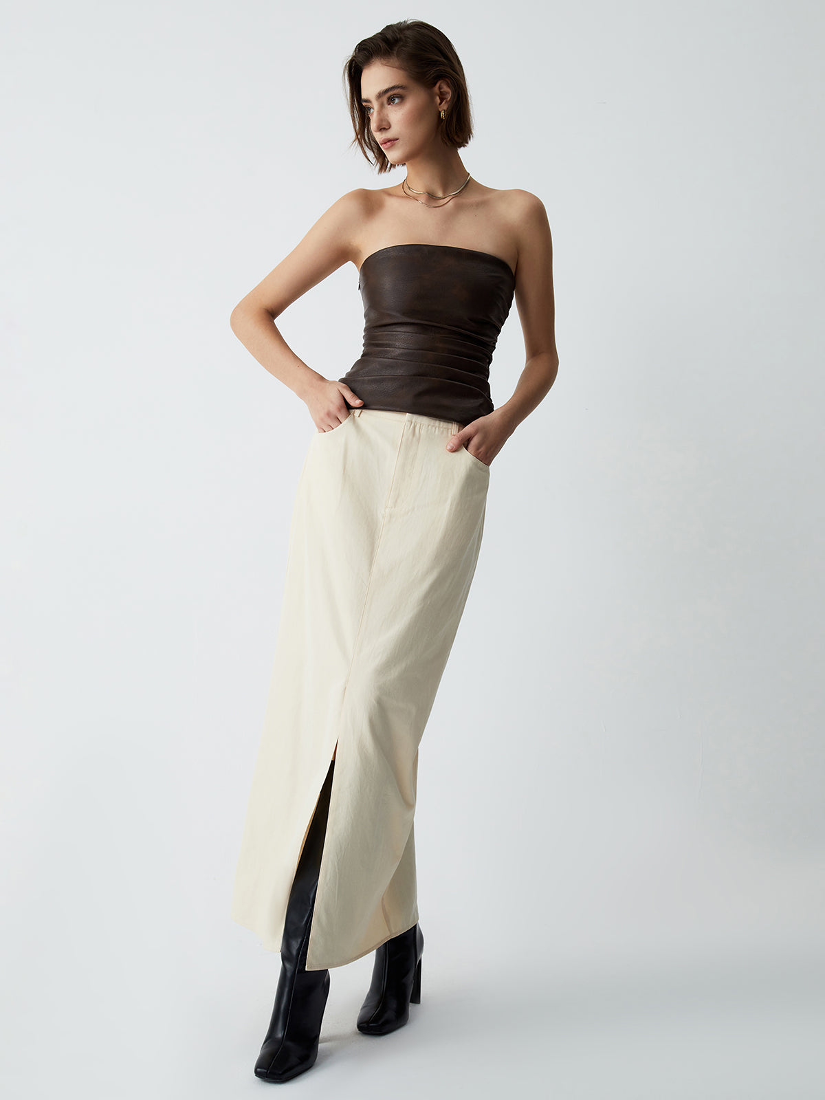 Tube Crop Leather Top