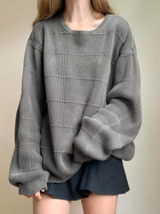 Glen Check Knit Oversized Sweater