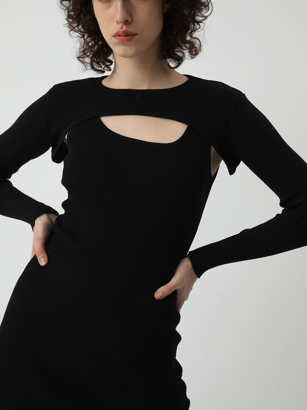 Leisure Bolero Two Piece Long Sleeve Midi Knit Dress