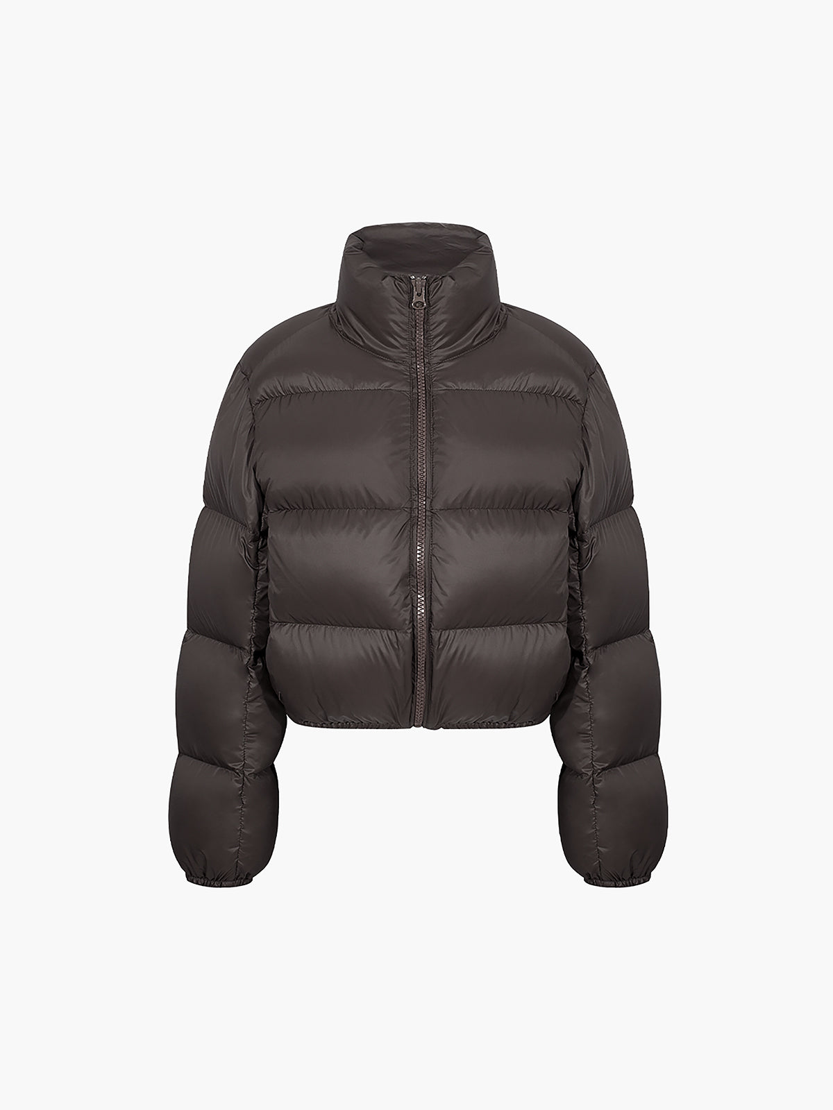 Cocoa Bean Stand Collar Quilted Puffer Coat